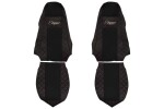 Seat cover seat ELEGANCE Q (black/red, material eko-leather pikowana / velour, integrated zagłowek kaasreisija; integrated headrest driver) suitable for: SCANIA P,G,R,T 01.03-
