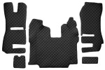 Floor mats F-CORE, convertible passenger seat, on the whole floor, quantity per set 5 szt. (material - eco-leather quilted, colour - black, automatic transmission; RECARO seats) fits: SCANIA P 01.12-
