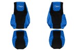 Seat covers (blue, eco-leather quilted, driver’s seat belt assembled in the seat; passenger’s seat belt assembled in the seat; seats with integrated headrests) fits: DAF XF II, XG, XG+ 06.21-