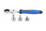 Combination wrench with ratchet + adapters 1/4" 3/8" 1/2`