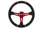 sports steering wheel slide 350mm offset:90mm leather red