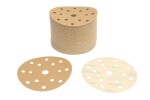 gold paper abrasive: Grinding disc, velcro fastener, number hole: 15, .: P120, diameter - dimesions:150mm, paint: beez, package 100 pc