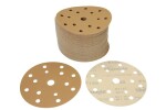 gold paper abrasive: Grinding disc, velcro fastener, number hole: 15, .: P150, diameter - dimesions:150mm, paint: beez, package 100 pc