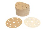 gold paper abrasive: Grinding disc, velcro fastener, number hole: 15, .: P320, diameter - dimesions:150mm, paint: beez, package 100 pc