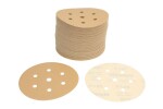 gold paper abrasive: Grinding disc, velcro fastener, number hole: 7, .: P120, diameter - dimesions:150mm, paint: beez, package 100 pc