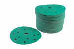 paper abrasive thin, Grinding disc, P150, diameter - dimesions: 150mm, paint: green, do krążków, 100pc., number hole: 15;